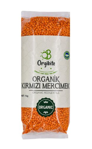 Orgibite Organik Kırmızı Mercimek 1 Kg Paket resmi