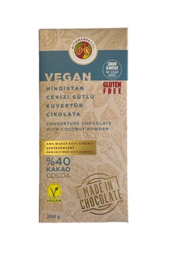 Altın Marka Hindistan Cevizi Sütlü Vegan Kuvertür Çikolata 200g resmi