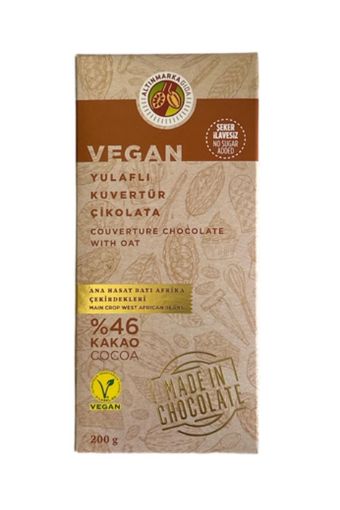 Altın Marka Yulaf Sütlü Vegan Kuvertür Çikolata 200g resmi