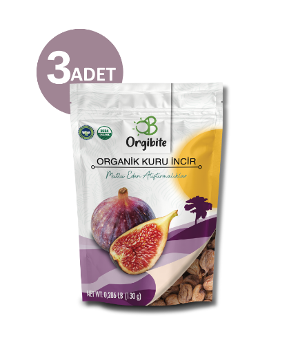 Orgibite Organik Kuru İncir 130gr 3'lü set resmi