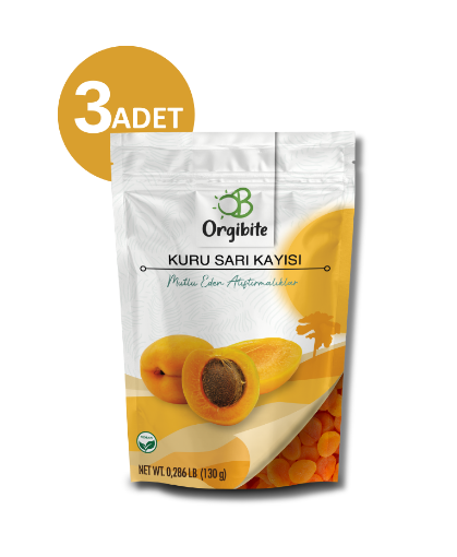 Orgibite Kuru Sarı Kayısı 130 gr 3'lü Set resmi