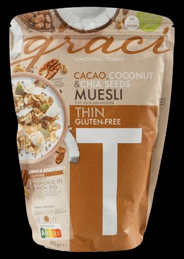 Graci (Thin) - Kakao, Hindistan Cevizi ve Chia Tohumlu Müsli 400g resmi