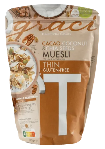 Graci (Thin) - Kakao, Hindistan Cevizi ve Chia Tohumlu Müsli 400g resmi