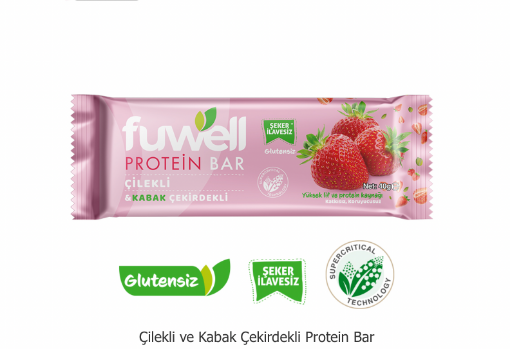 Fuwell Çilekli & Kabak Çekirdekli Protein Bar 40g resmi