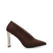 Kemal Tanca Kadın Vegan Topuklu Stiletto Ayakkabı Kahverengi resmi