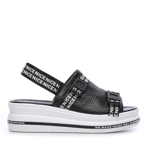 Kemal Tanca Kadın Vegan Sandalet Ayakkabı Siyah resmi