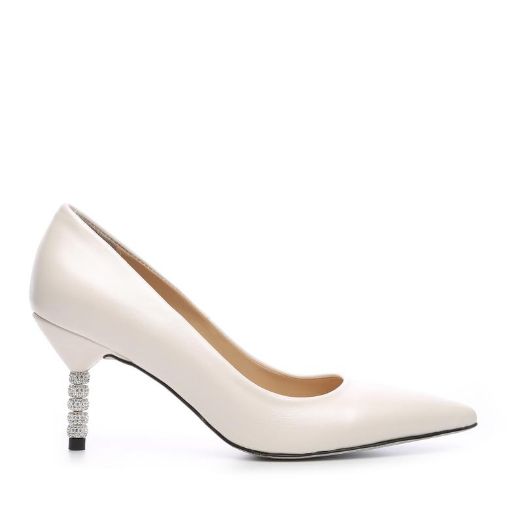 Kemal Tanca Kadın Vegan Topuklu Stiletto Ayakkabı Beyaz resmi