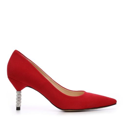 Kemal Tanca Kadın Vegan Topuklu Stiletto Ayakkabı Kırmızı resmi