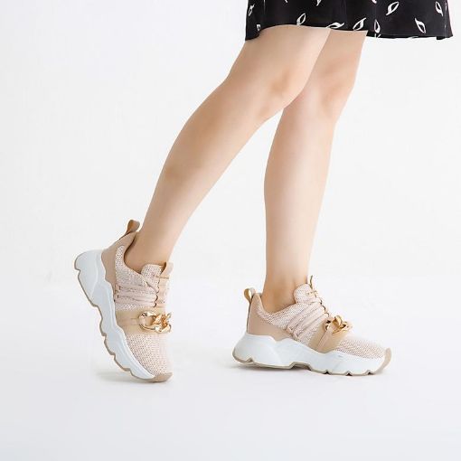 Kemal Tanca Kadın Vegan Sneakers Spor Ayakkabı Bej resmi