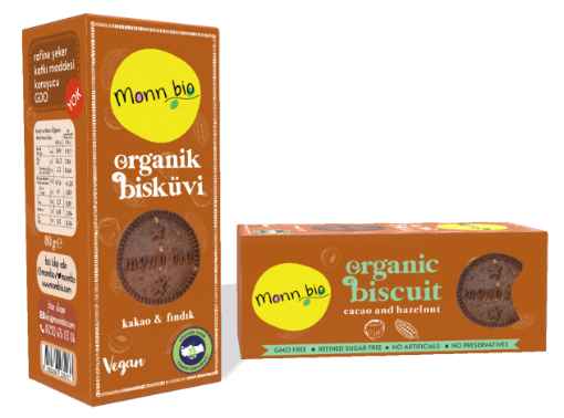 Monn Bio Organik Kakao-Fındık Bisküvi 80gr
