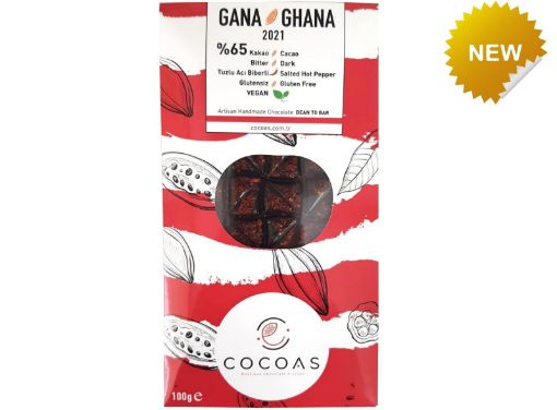 Cocoas Tuzlu Acı Biberli Vegan Glutensiz Bitter Tablet Çikolata