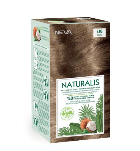 Nevacolor Naturalis Vegan Kalıcı Krem Saç Boyası Seti 7.08 KUM SARISI