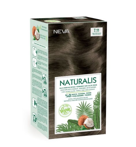 Nevacolor Naturalis Vegan Kalıcı Krem Saç Boyası Seti 7.11 YOĞUN KÜLLÜ KUMRAL