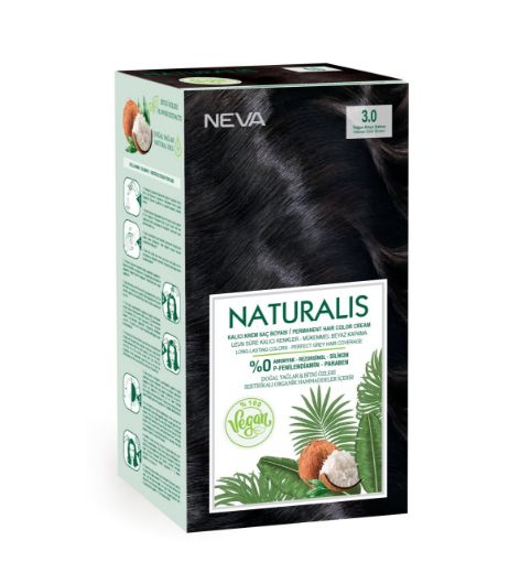 Nevacolor Naturalis Vegan Kalıcı Krem Saç Boyası Seti 3.0 YOĞ.KOYU KAHVE