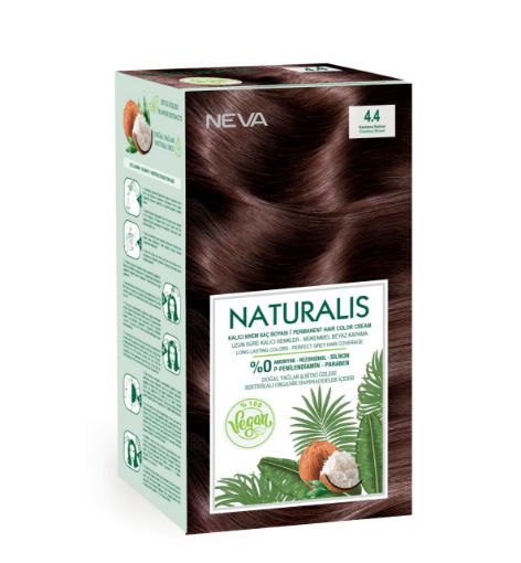 Nevacolor Naturalis Vegan Kalıcı Krem Saç Boyası Seti 4.4 KESTANE KAHVE