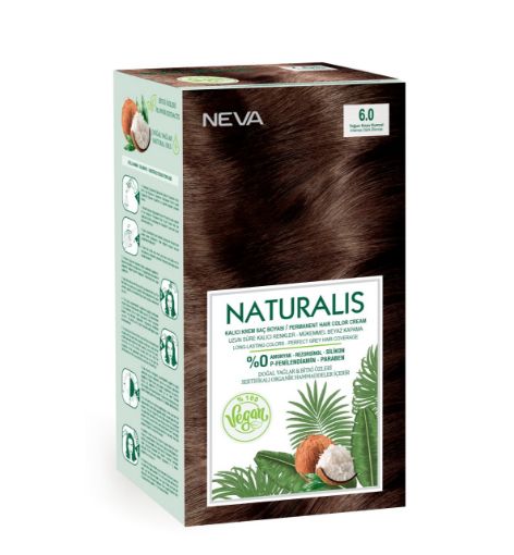 Nevacolor Naturalis Vegan Kalıcı Krem Saç Boyası Seti 6.0 YOĞUN KOYU KUMRAL