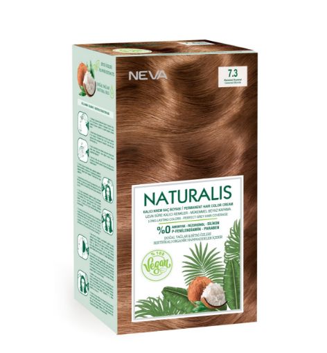 Nevacolor Naturalis Vegan Kalıcı Krem Saç Boyası Seti 7.3 KARAMEL KUMRAL