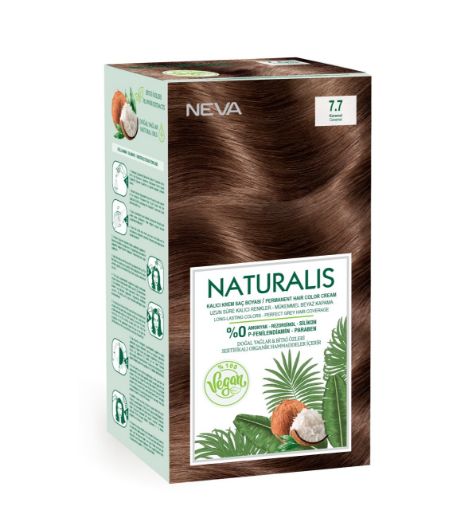 Nevacolor Naturalis Vegan Kalıcı Krem Saç Boyası Seti 7.7 KARAMEL