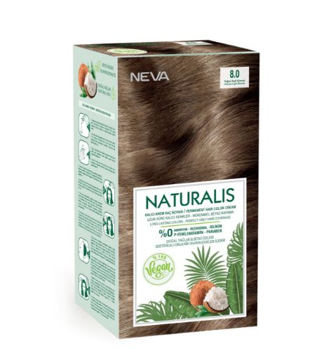 Nevacolor Naturalis Vegan Kalıcı Krem Saç Boyası Seti 8.0 YOĞUN AÇIK KUMRAL