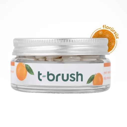 T-Brush Portakal Aromalı Diş Macunu Tableti - Florürsüz
