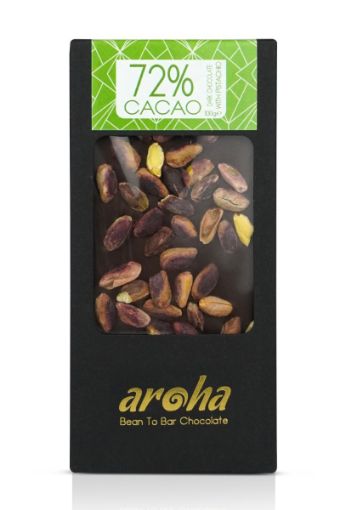 Aroha Antep Fıstıklı %72 Bitter Çikolata 100gr resmi