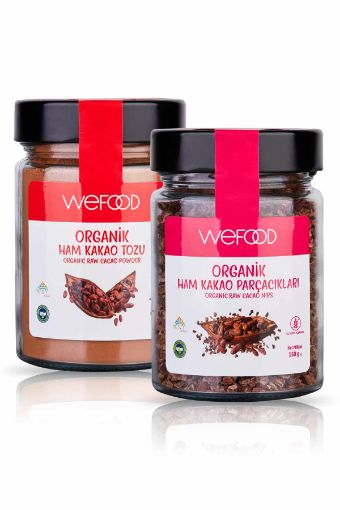 Wefood Organik Ham Kakao Tozu 140 gr + Organik Ham Kakao Parçacıkları 150 gr resmi
