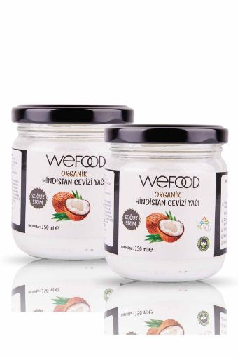 Wefood Organik Hindistan Cevizi Yağı 150 ml 2'li(Organik Sertifikalı, Soğuk Sıkım) resmi