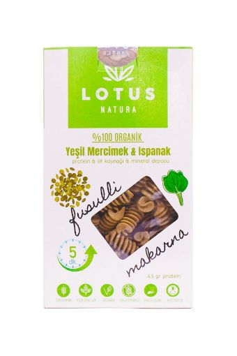 Lotus Natura Organik Makarna Yeşil Mercimek & Ispanak Fusilli 200g