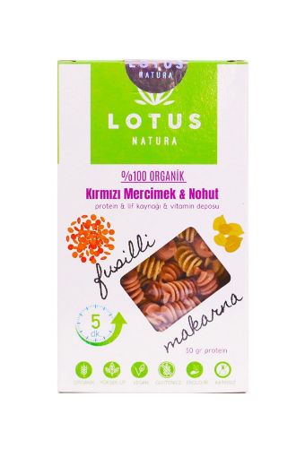 Lotus Natura Organik Makarna Kırmızı Mercimek & Nohut Fusilli 200g