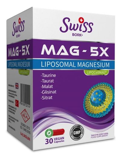 Swiss Bork MAG-5X Lipozomal Magnezyum 30 Kapsül