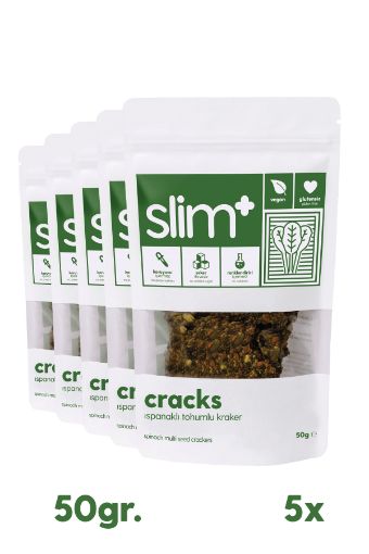 SlimPlus 5'li Paket Ispanaklı Glutensiz Tohum Kraker Cracks 50gr resmi