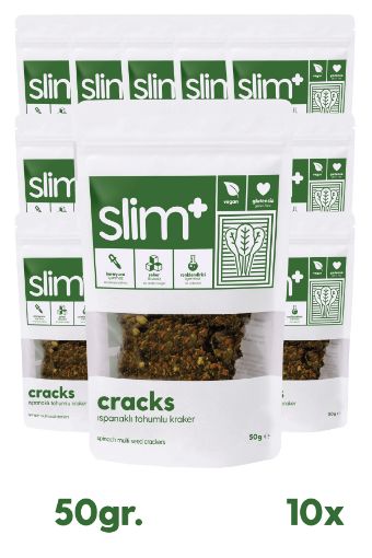 SlimPlus 10'lu Paket Ispanaklı Glutensiz Tohum Kraker Cracks 50gr resmi