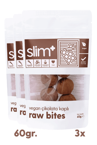 SlimPlus 3'lü Paket Kakao Vegan Çikolatalı Glutensiz Raw Bites resmi