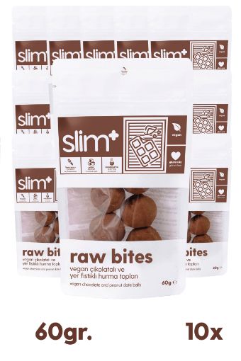 SlimPlus 10'lu Paket Kakao Vegan Çikolatalı Glutensiz Raw Bites resmi