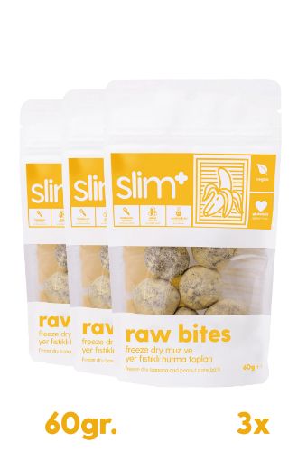SlimPlus 3'lü Paket Freeze Dry Muz Kaplı Glutensiz Hurma Topları Raw Bites resmi