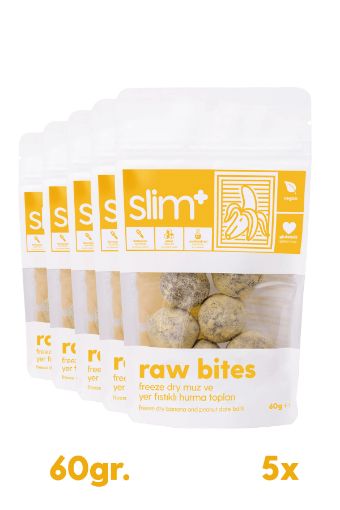 SlimPlus 5'li Paket Freeze Dry Muz Kaplı Glutensiz Hurma Topları Raw Bites resmi