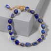 Tımbıl Kesim Doğal Lapis Lazuli Taşı Altın Kaplamalı Bileklik-Balance Jewelry resmi