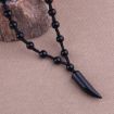 Siyah Doğal Taş Oniks Fil Dişi Model Uçlu Örme Erkek Uzun Kolye-Balance Jewelry resmi