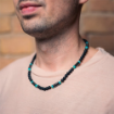 Doğal Lav-Hematit-Turkuaz Taşlı Tasarım Erkek Kolye-Balance Jewelry resmi