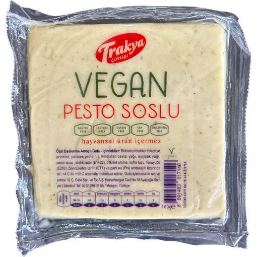 Trakya Çiftliği Vegan Pesto Soslu Peynir imsi Bitkisel Gıda 250g 