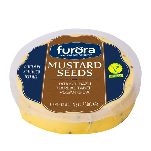 Furora Vegan Hardal Taneli Cheddar Peyniri Blok 250g  resmi