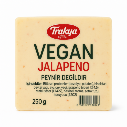 Trakya Çiftliği Vegan Jalapeno Biberli Peynirimsi 250g resmi