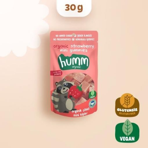 Humm Organik Çilekli Vegan Mini Küpler 30g resmi