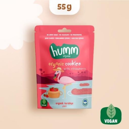 Humm Organik Çilekli Vegan Kurabiye 55g resmi