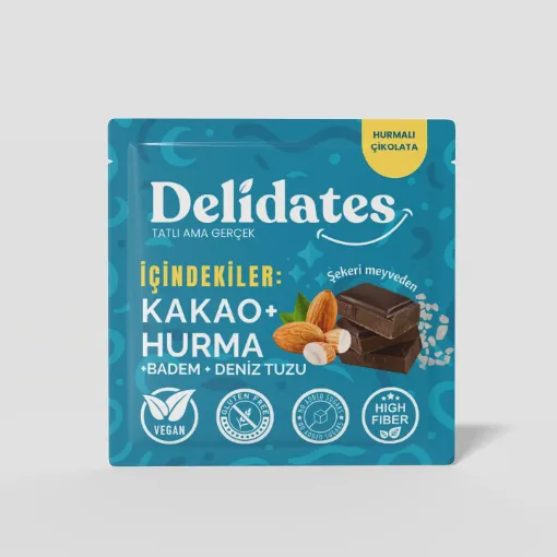 Delidates Bademli Deniz Tuzlu Hurmalı %70 Bitter Çikolata 40g resmi