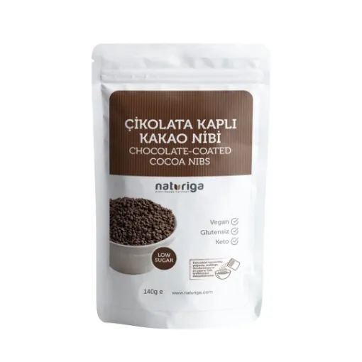Naturiga Bitter Çikolata Kaplı Kakao Parçaları(Nibs) 140g resmi