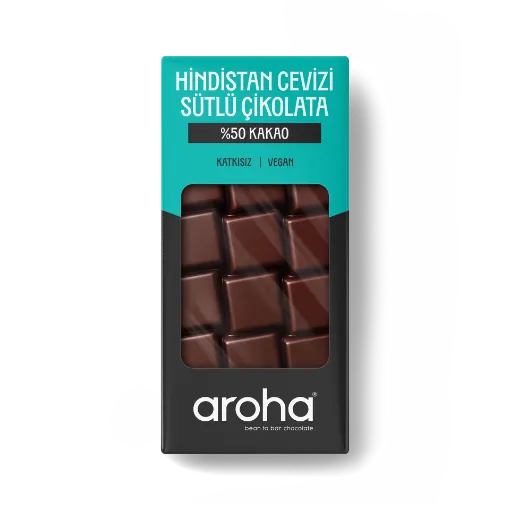 Aroha Vegan Hindistan Cevizi Sütlü Çikolata %50 Kakao 80g resmi