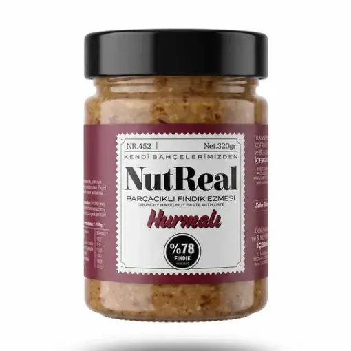 NutReal Hurmalı Fındık Ezmesi (Parçacıklı ve Şeker İlavesiz) - 320g resmi