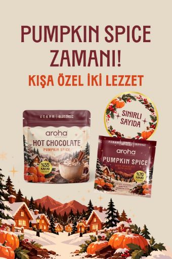 Aroha Pumpkin Spice Özel Paket – Sıcak Çikolata & %70 Kakaolu Bitter Çikolata 2’li Set resmi